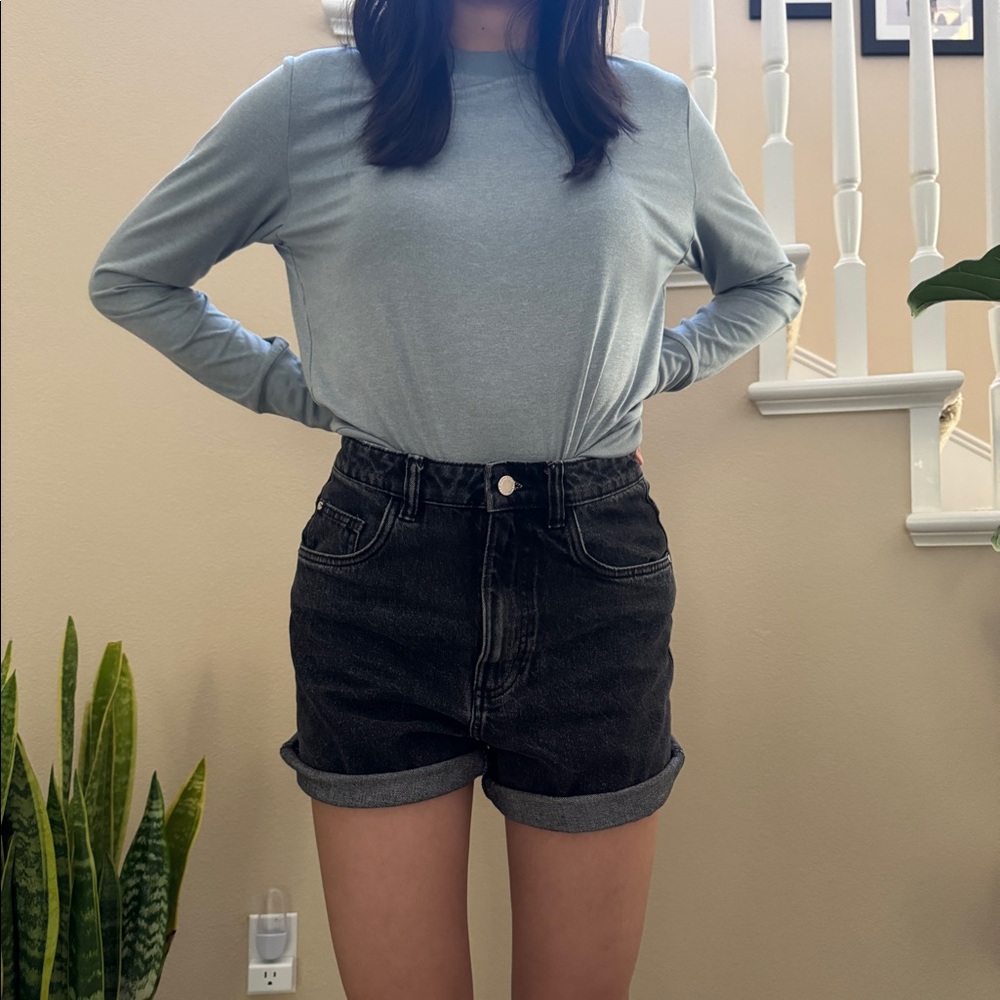 Zara TRF black denim shorts